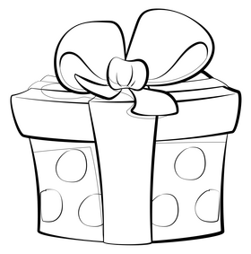 Birthday gift drawing black and white clipart