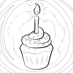 Birthday cupcake black and white vector