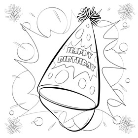 Birthday party hat black and white vector
