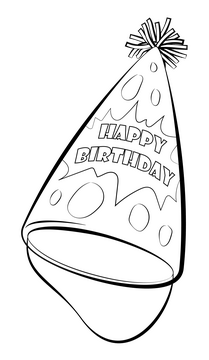 Birthday party hat drawing black and white clipart