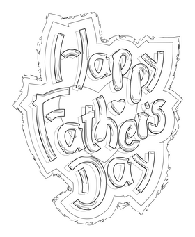 Happy fathers day drawing black and white clipart