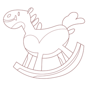 Horse ride toy black and white clipart