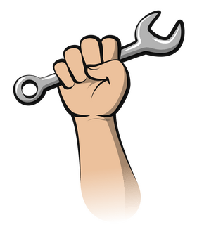Hand holding wrench clipart