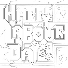 Happy labour day black and white vector