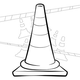 Traffic cone black and white vector
