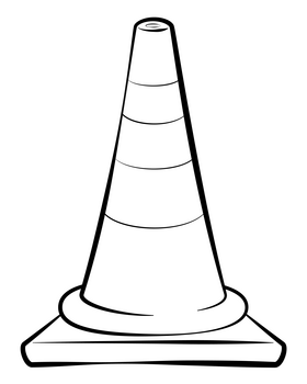 Traffic cone drawing black and white clipart