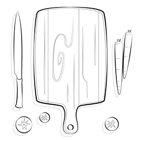Chopping board black and white vector