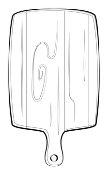 Chopping board drawing black and white clipart