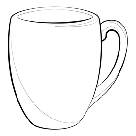 Mug drawing black and white clipart