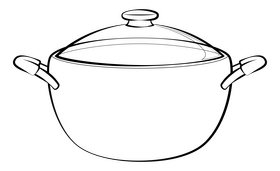 Cooking pot black and white clipart