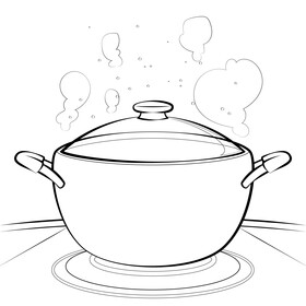 Cooking pot black and white vector