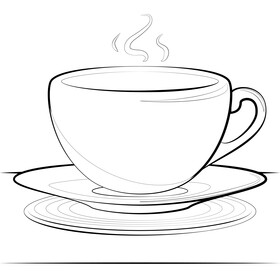 Cup and saucer black and white vector