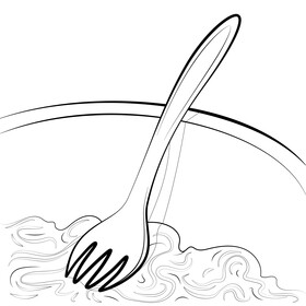 Fork black and white vector