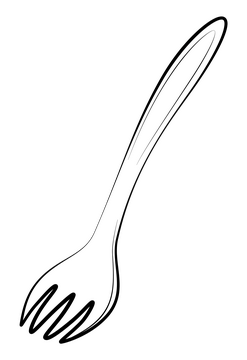 Fork drawing black and white clipart