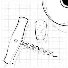 Corkscrew black and white vector