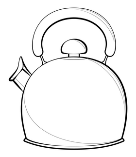 Kettle drawing black and white clipart