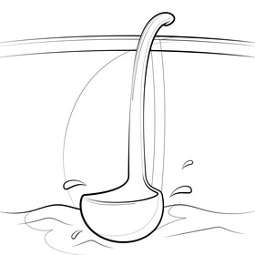 Ladle black and white vector