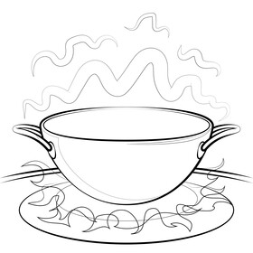 Wok black and white vector