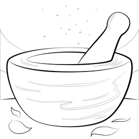 Mortar and pestle black and white vector