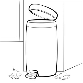 Pedal rubbish bin black and white vector