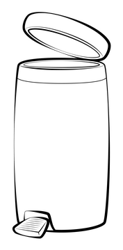 Pedal rubbish bin drawing black and white clipart