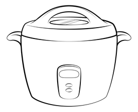Rice cooker drawing black and white clipart