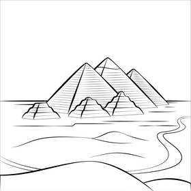 Pyramids black and white vector