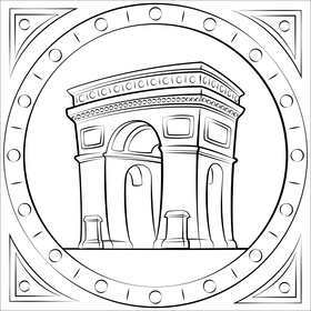Arc de triomphe black and white vector