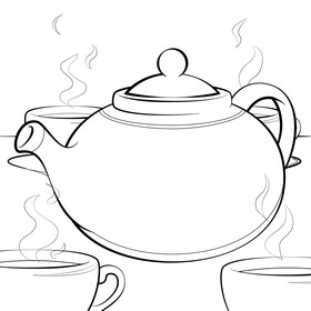 Teapot black and white vector