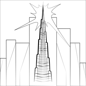 Burj khalifa black and white vector