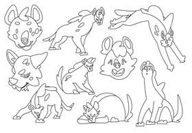 Hyena cartoon set black and white vector