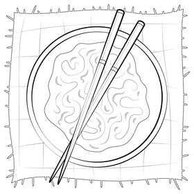 Chopsticks black and white vector