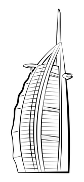 Burj al arab black and white clipart