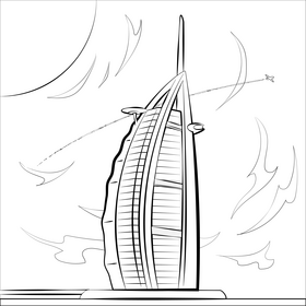 Burj al arab black and white vector