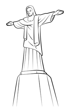 Christ the redeemer black and white clipart