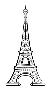 Eiffel tower drawing black and white clipart vector free download