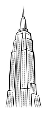 Empire state building black and white clipart