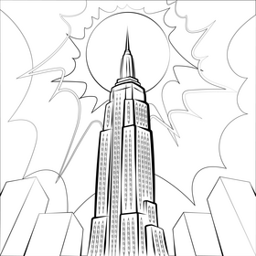 Empire state building black and white vector