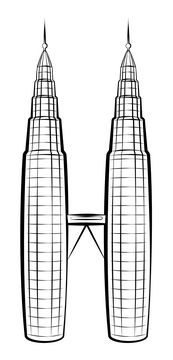 Petronas towers black and white clipart
