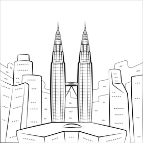 Twin towers black and white vector free download