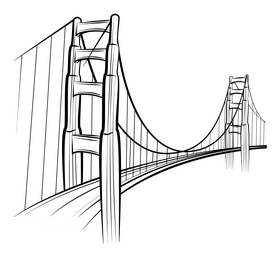 Golden gate bridge black and white clipart