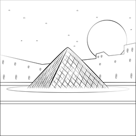 Louvre pyramid black and white vector