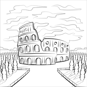 Colosseum black and white vector