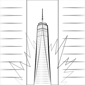 One world trade center black and white vector