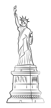 Statue of liberty black and white clipart