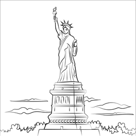Statue of liberty black and white vector