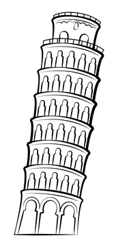 Leaning Tower of Pisa black and white clipart free download