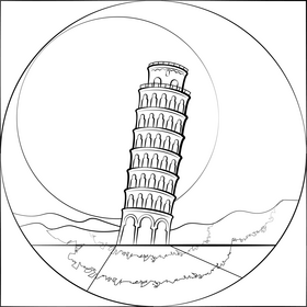 Tower of pisa black and white vector