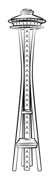 Space needle black and white clipart