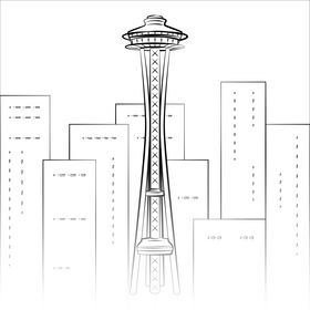 Space needle black and white vector